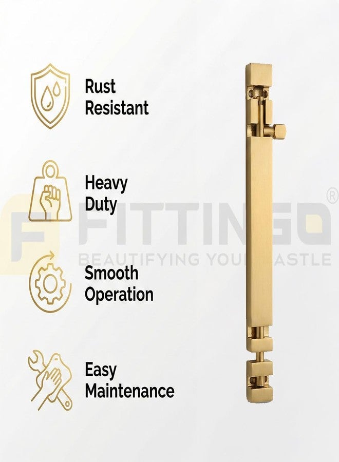 FITTINGO Tower Bolt 4 Inch/Door Latches for Home/Latch Lock for Main Door/Tower Bolt for Bedroom,Office,Hotel (PVD Gold) Pack of 1 - Image 2
